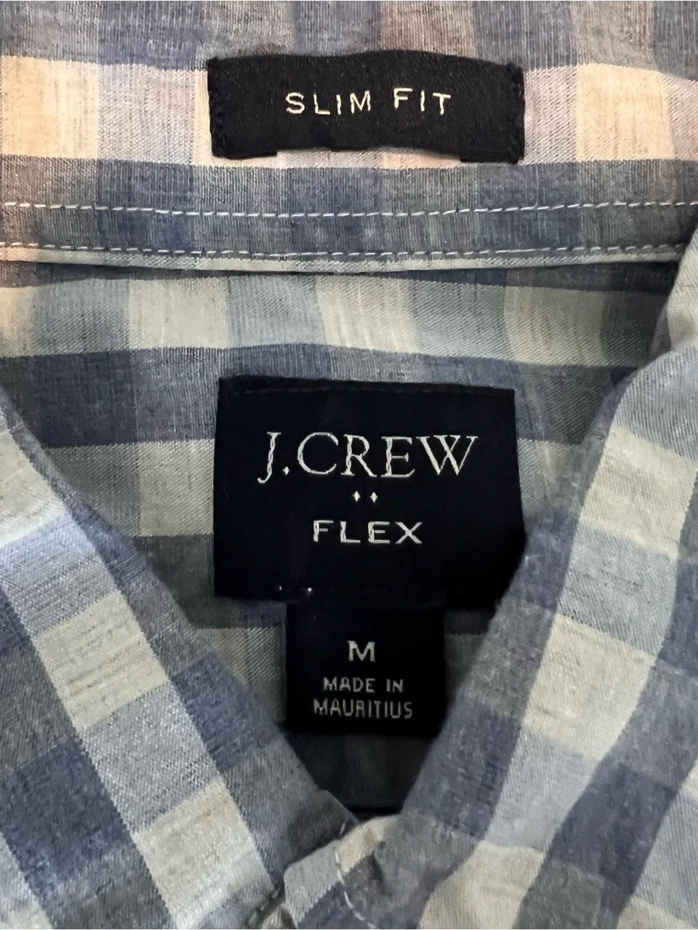 J Crew Shirt Mens M Blue White Plaid Check Flex Button Down Slim Fit
